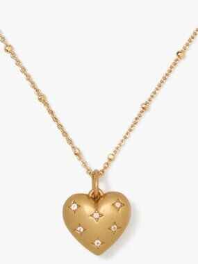 Kate Spade My Precious Heart Pendant Puffy Heart Necklace 16" to 18"L